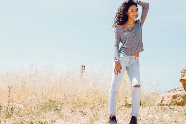 Casual Lifestyle Photograph of Woman in Jeans in Desert of California