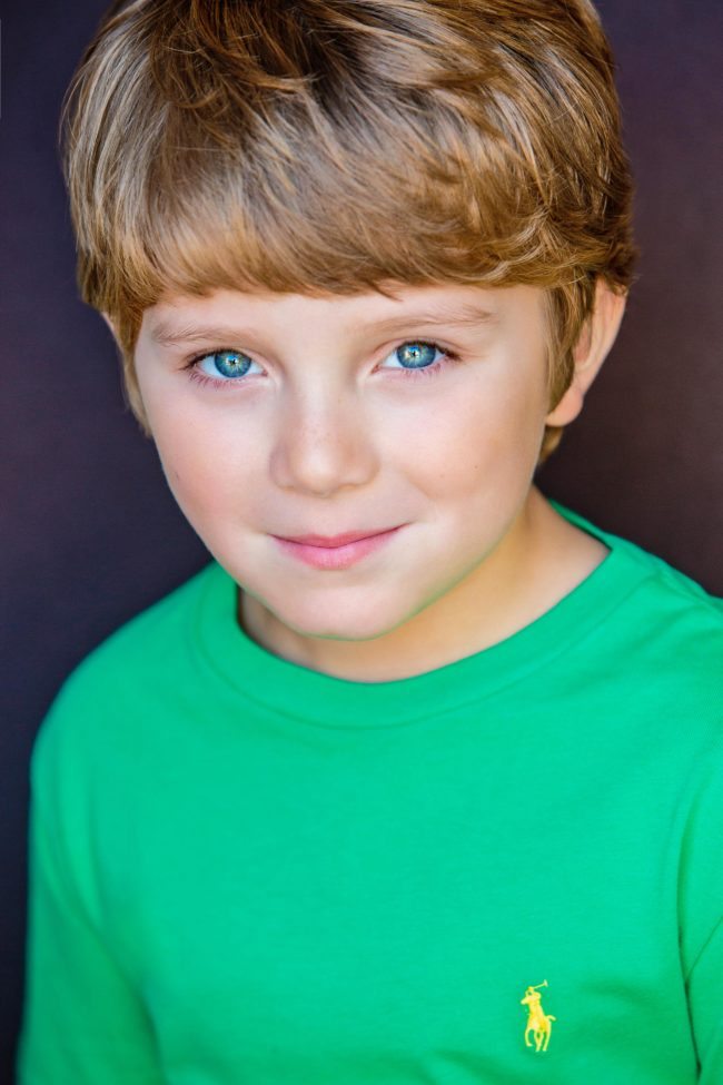 Boy in Green a Kids Headshot by Michael Roud Photography